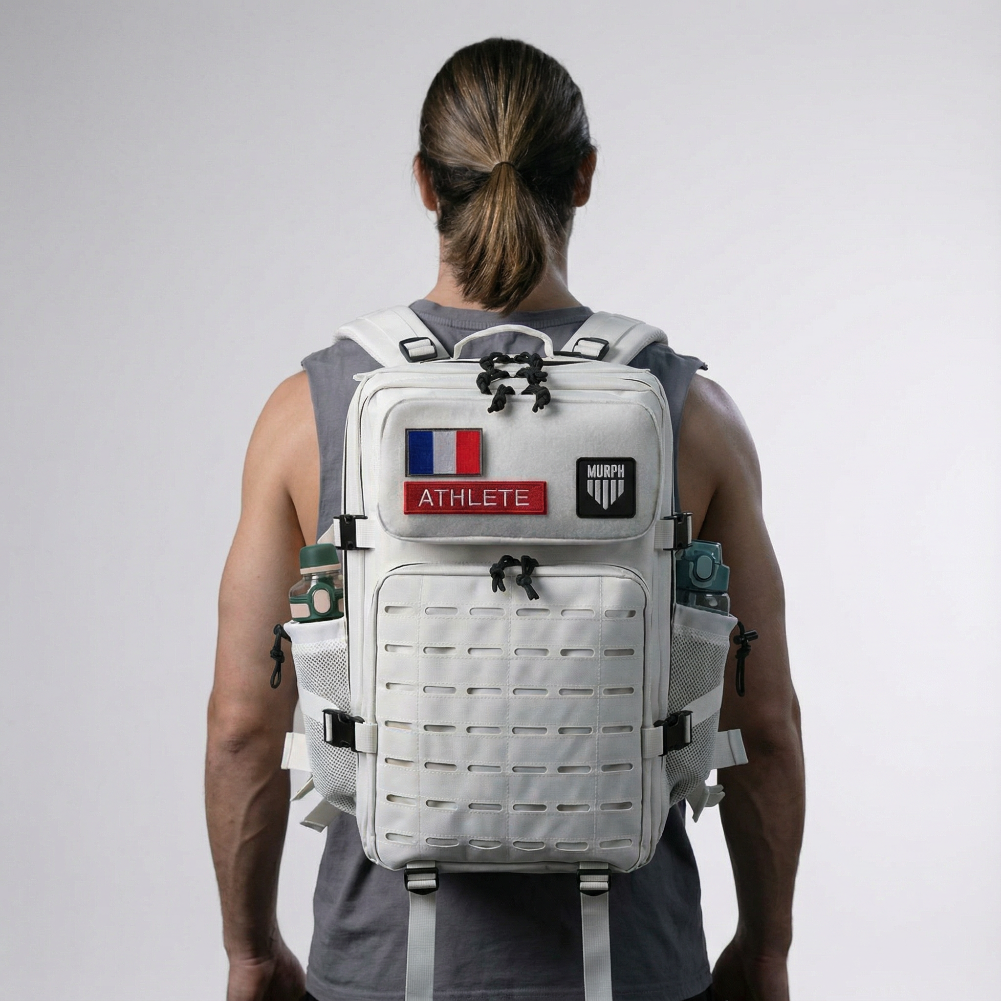 Sac à Dos CrossFit 45L Blanc Hero Murph - Détail Fermetures