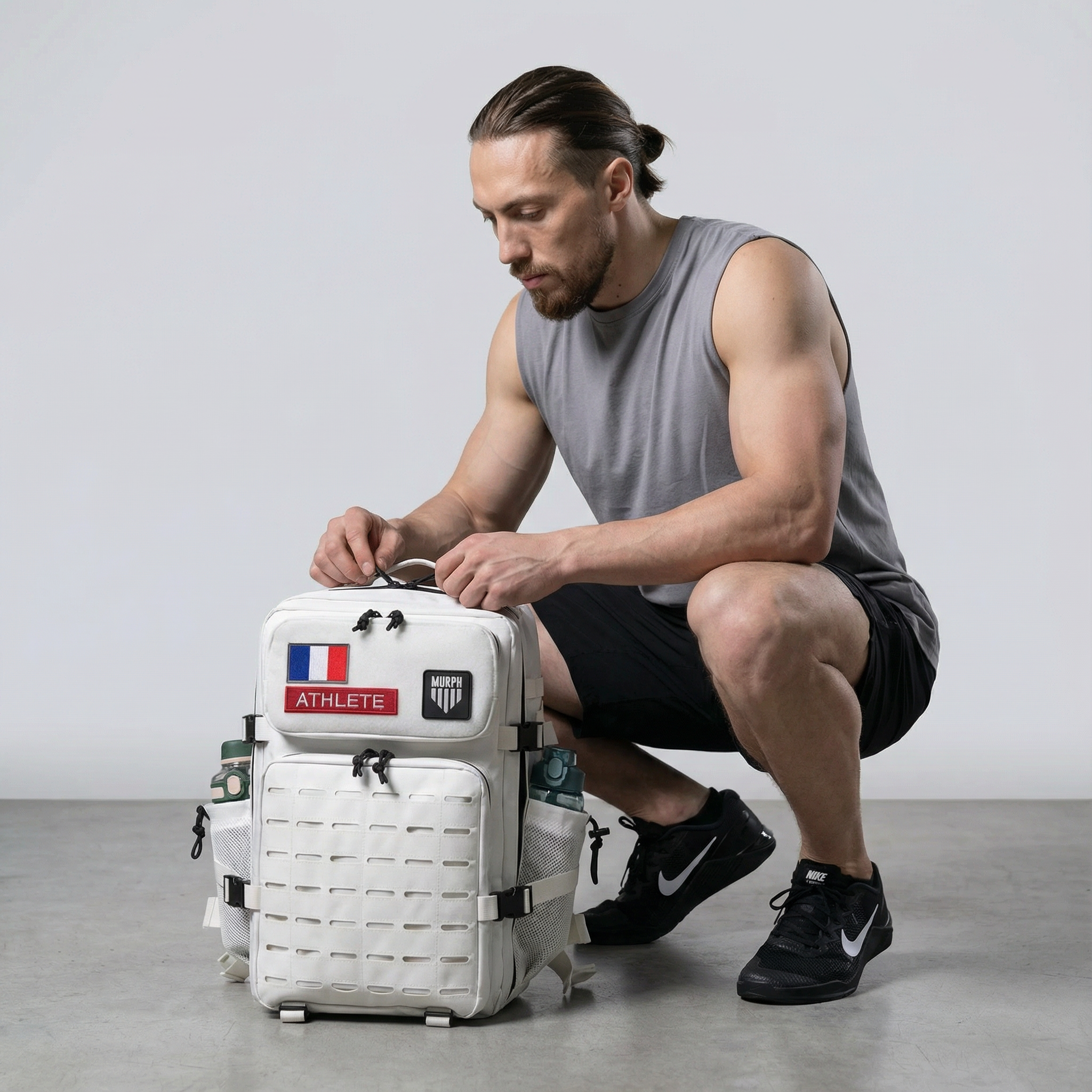 Sac à Dos CrossFit 45L Blanc Hero Murph - Rangement Chaussures