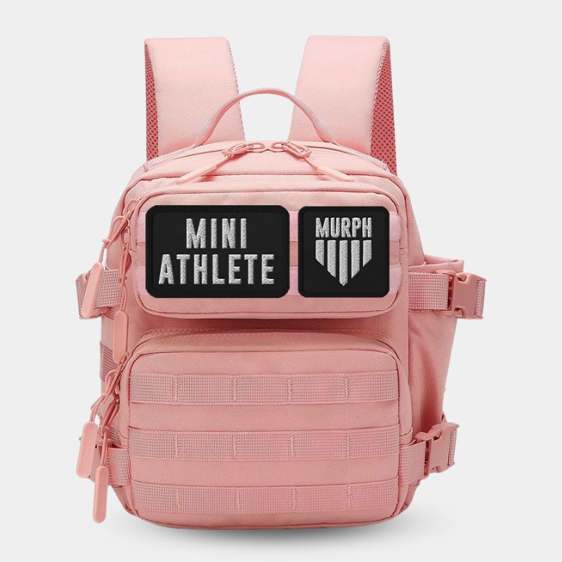 Sac à Dos Enfant 9L Rose Murph - Vue de Face avec Patchs Mini Athlete