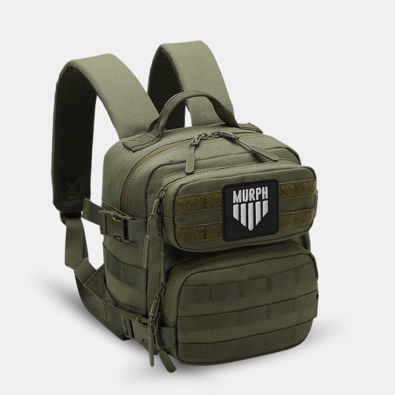 Sac à Dos Enfant 9L Kaki Murph - Vue de Côté avec Patch Murph et Bretelle