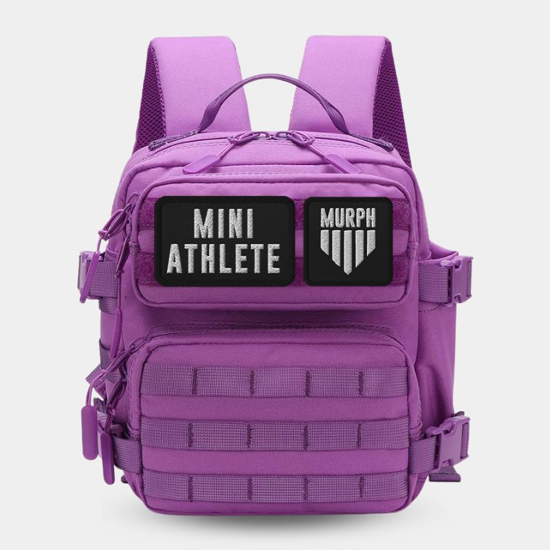 Sac à Dos Enfant 9L Violet Murph - Vue de Face avec Patchs Mini Athlete