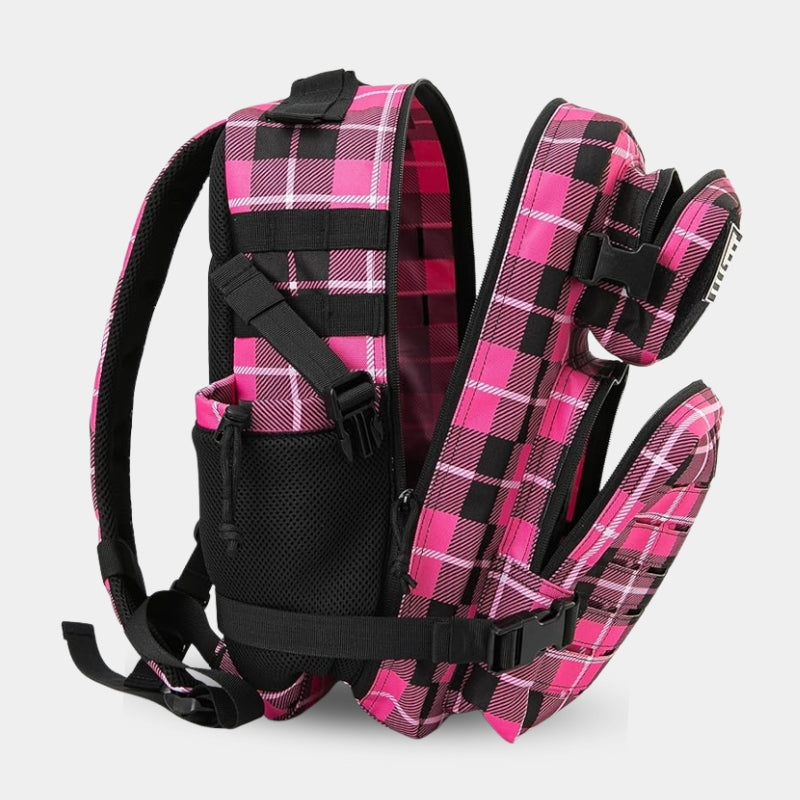 Sac à Dos CrossFit 25L Rose Ecossais Hero Murph - Vue Arrière Dos Rembourré et Bretelles