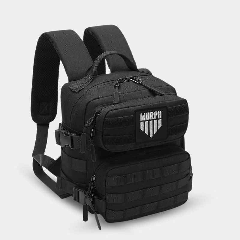 Sac à Dos Enfant 9L Noir Murph - Vue de Côté avec Patch Murph et Bretelle