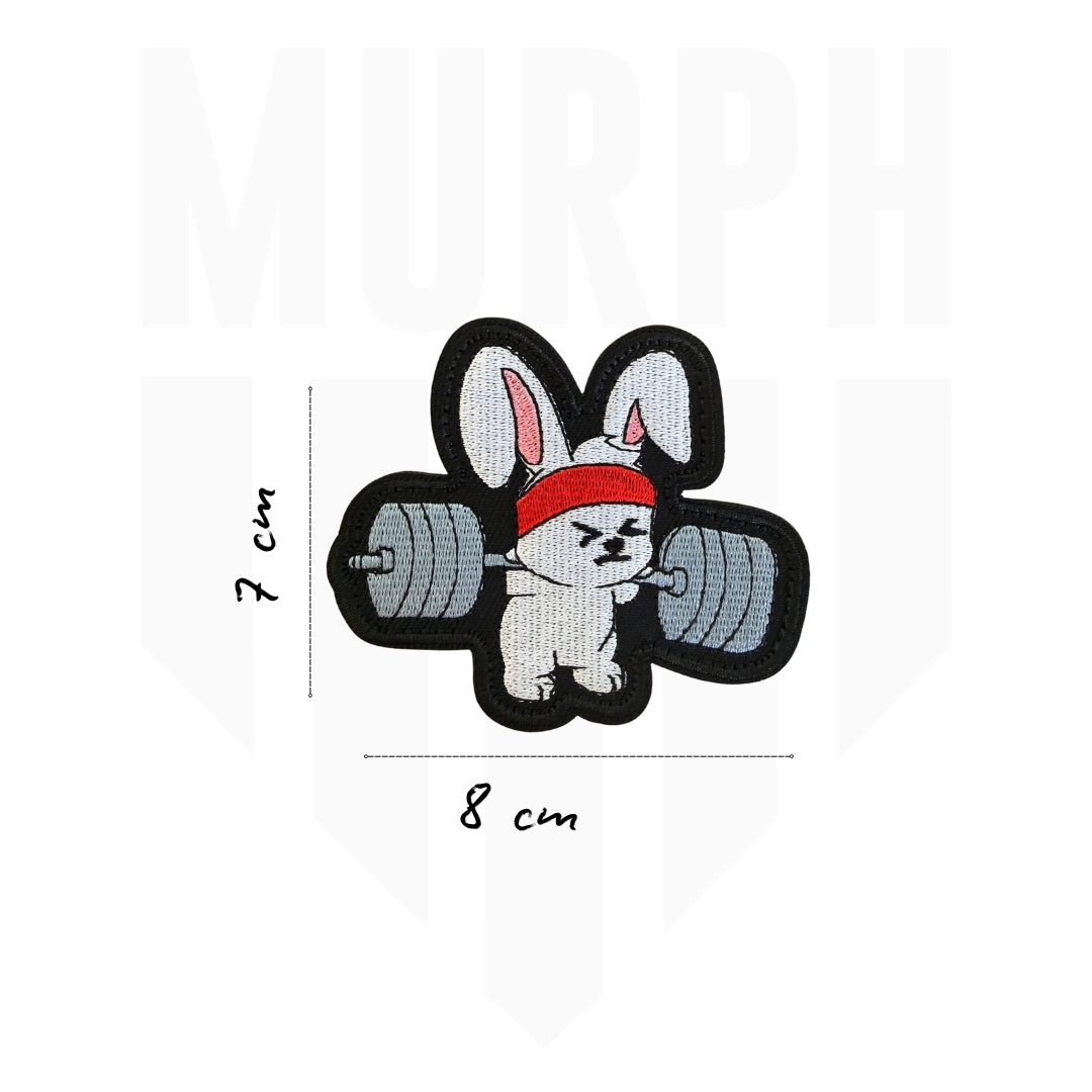 Patch Velcro Brodé - Lapin Haltérophile