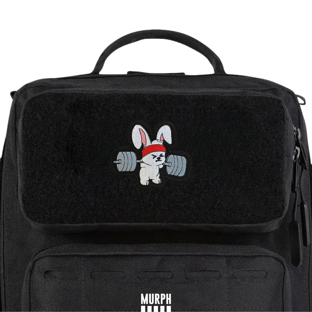 Patch Velcro Brodé - Lapin Haltérophile
